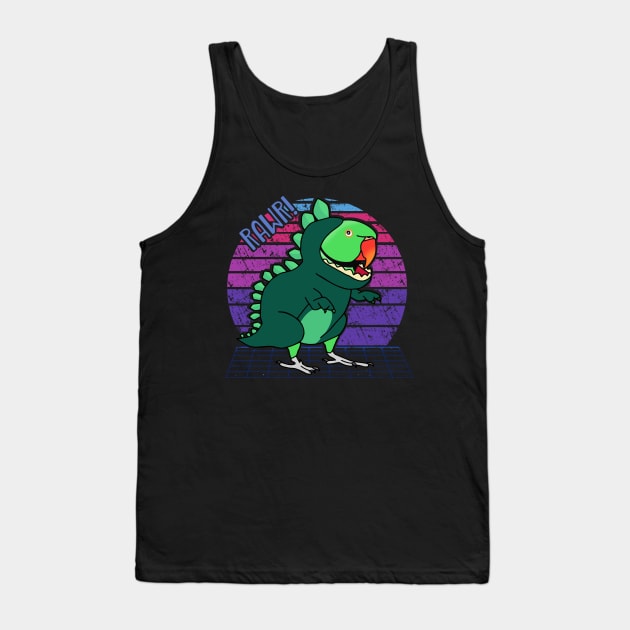 Vaporwave Green Indian Ringneck Dinosaur Tank Top by FandomizedRose